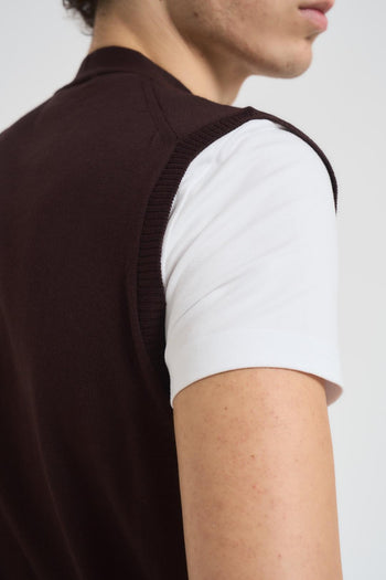Gilet scollo a V uomo marrone - 6
