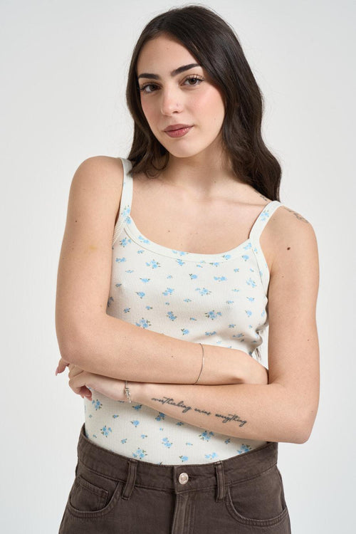 Top donna stampa floreale celeste
