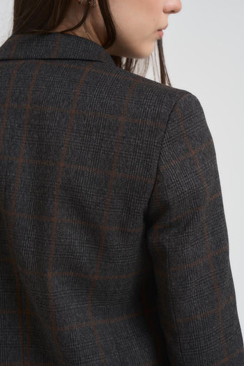 Giacca donna doppiopetto a quadri grigia - 6