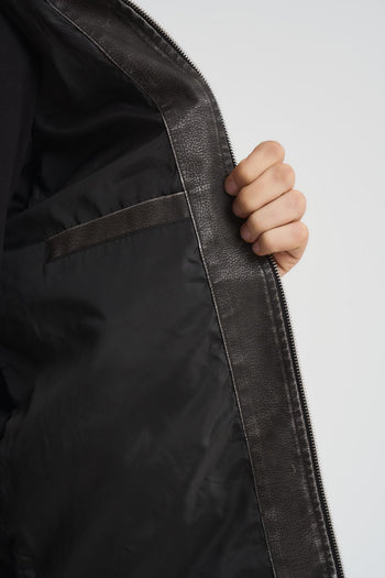 Giubbotto uomo in pelle nero - 6