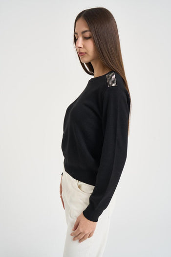 Maglia donna girocollo nera - 3
