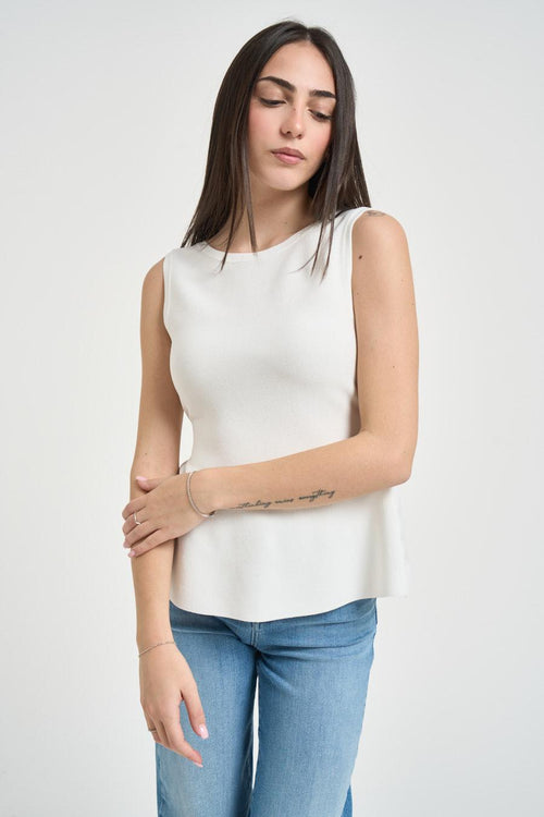 Top donna con fiocco bianco