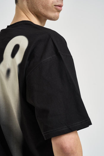 T-shirt uomo logo sbiadito nera - 4