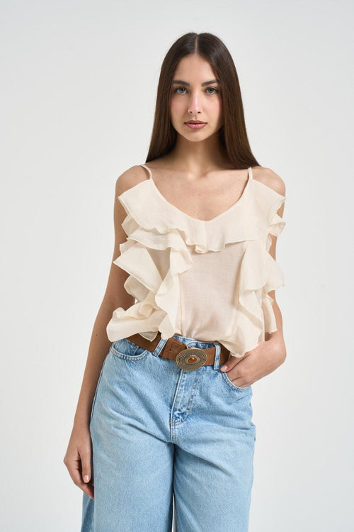 Top donna panna con volant - 2