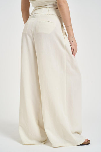 Pantalone donna a palazzo panna - 4