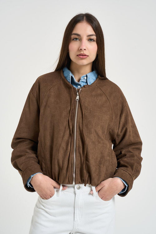 Giacca donna in suede marrone - 2
