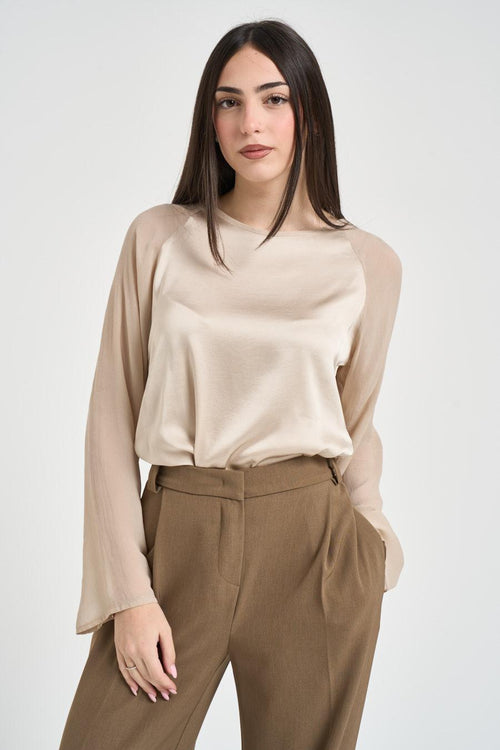 Blusa donna manica svasata avana