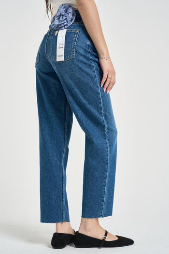 Jeans donna gamba dritta in denim blu - 5