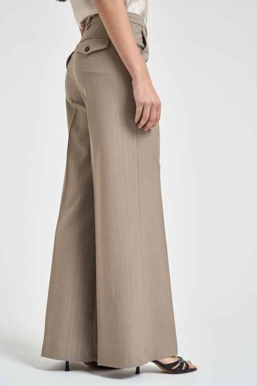 Pantalone donna gessato tortora - 2
