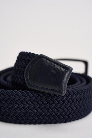 Cintura uomo in tessuto blu intrecciata - 4