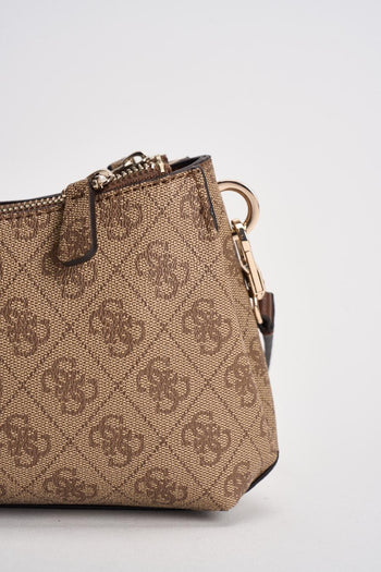Borsa donna a spalla stampa marrone - 7