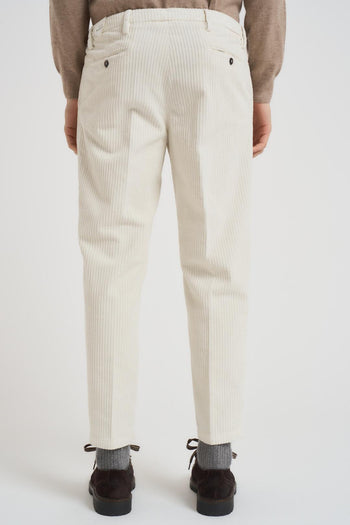 Pantalone uomo dritto in velluto panna - 3