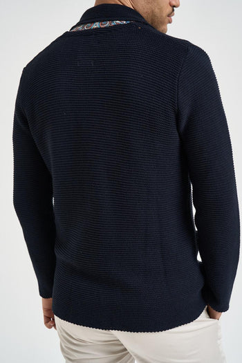 Giacca uomo monopetto in maglia blu - 4