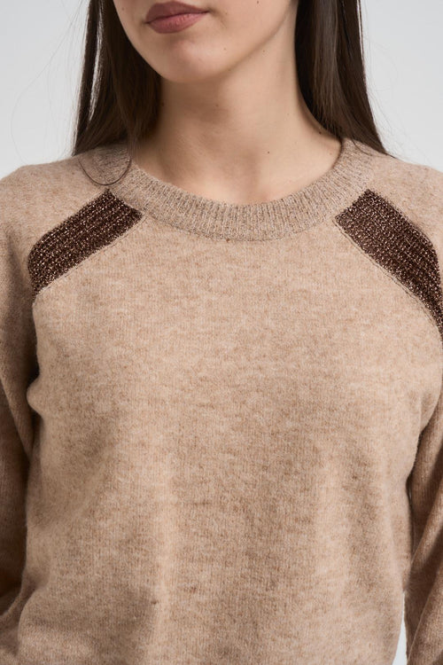 Maglia donna girocollo beige - 2