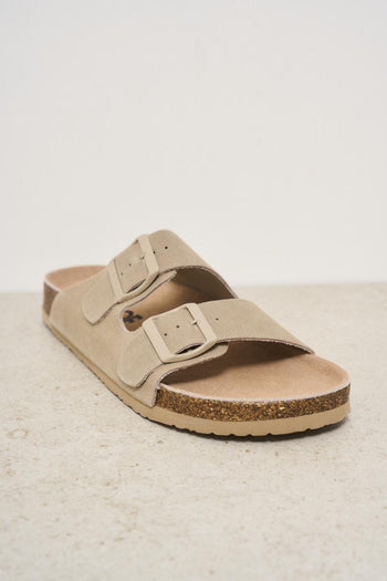 Sandalo uomo in suede beige - 3