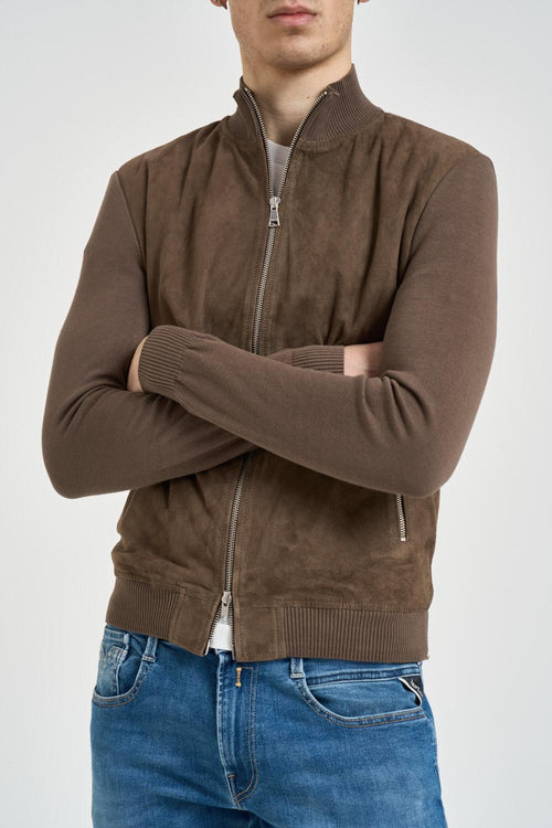 Giubbotto uomo in camoscio fango - 2