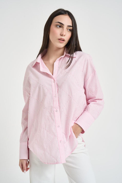 Camicia donna a righe rosa