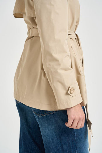 Trench donna corto beige - 5