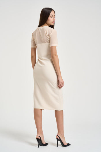 Abito donna midi panna - 5