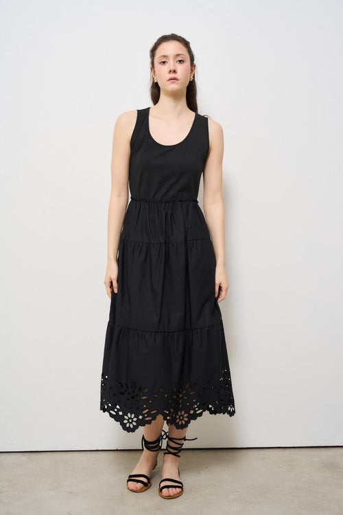 Abito donna lungo girocollo nero