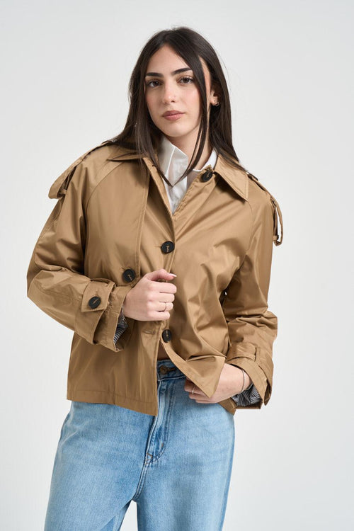 Trench donna corto cammello
