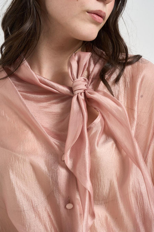 Camicia donna leggera effetto satinato rosa - 2