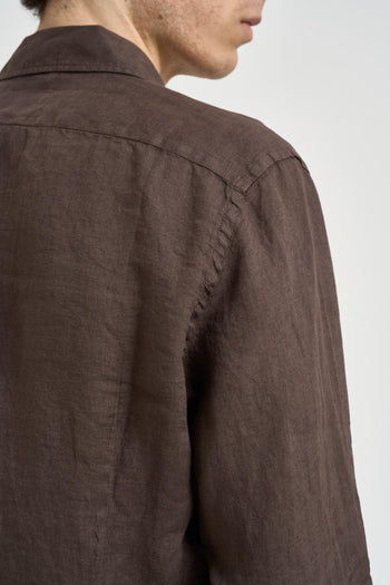 Camicia uomo "Pamplona" in lino marrone - 6