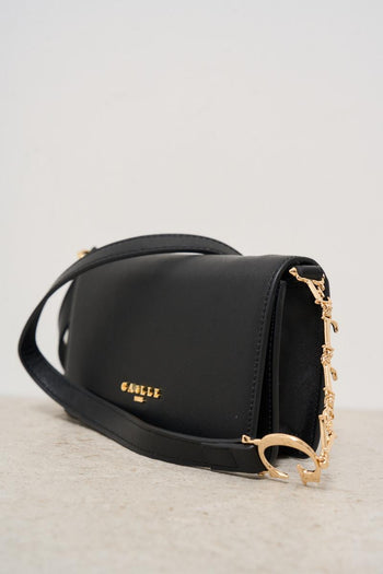 Borsa donna nera con accessorio logo tracolla - 3