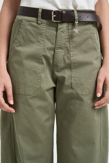 Pantalone donna carrot fit verde militare - 4