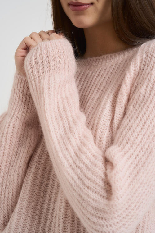 Maglia donna scollo a barchetta rosa pastello - 2