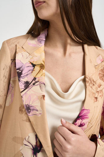 Blazer donna in tessuto leggero con stampa floreale - 3