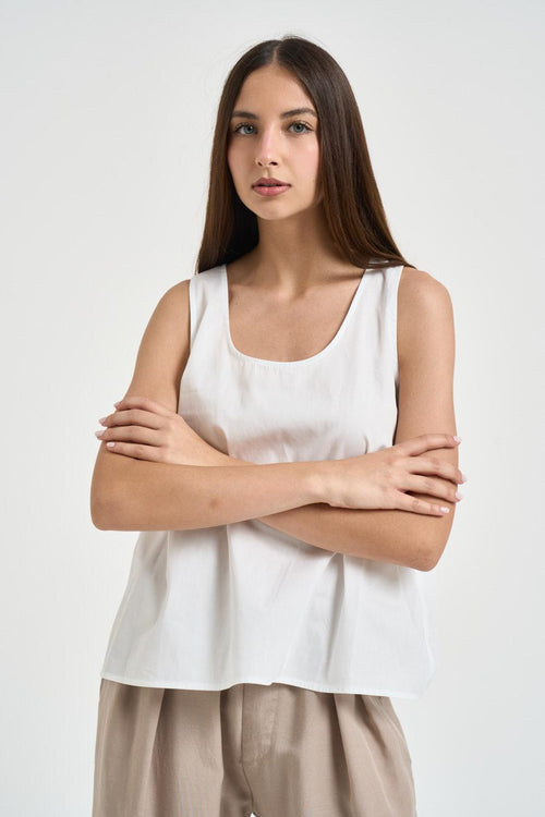 Top donna con fiocco sul retro bianco - 1