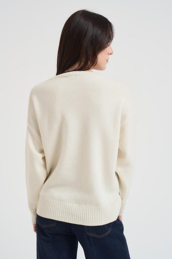 Maglia girocollo donna latte - 4