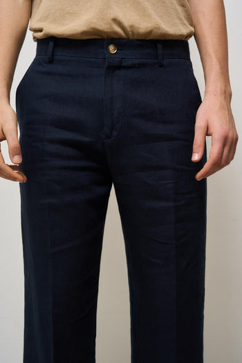 Pantalone uomo in lino blu - 6