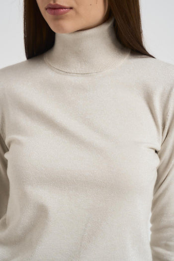 Maglia donna collo alto panna - 3