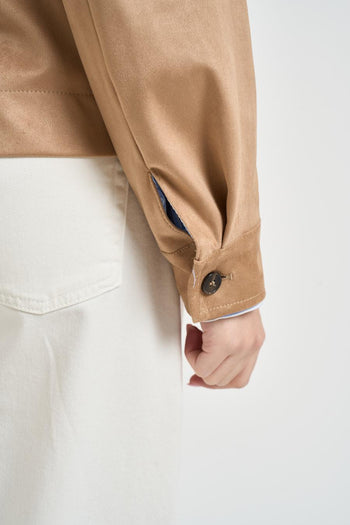 Giacca donna corta in suede cammello - 9
