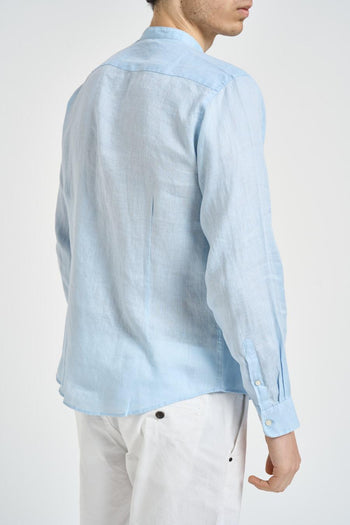 Camicia uomo in lino celeste - 4