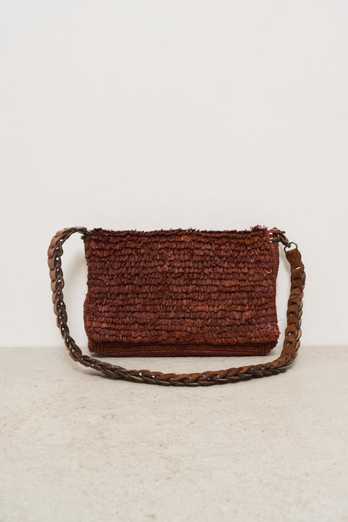Pochette donna Hafa in rafia mattone