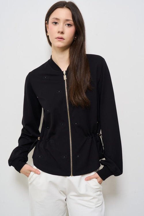 Felpa donna nera con zip