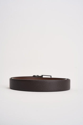 Cintura uomo marrone in pelle martellata - 3