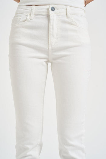 Jeans donna slim fit in denim bianco - 5