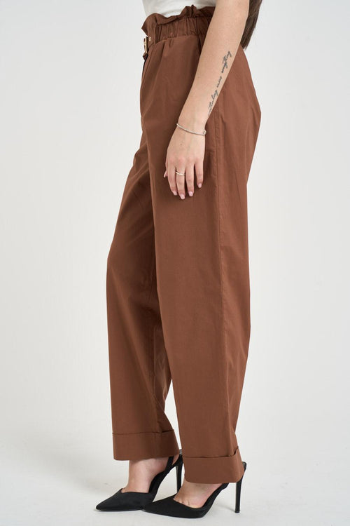 Pantalone donna con cintura tabacco - 2