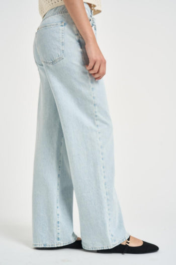 Jeans donna wide leg in denim chiaro - 4
