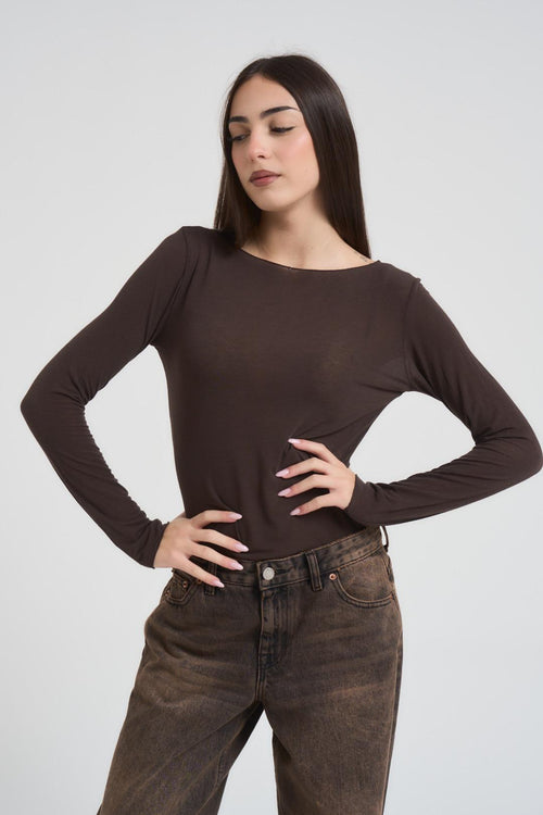 Maglia donna scollo a barchetta moro