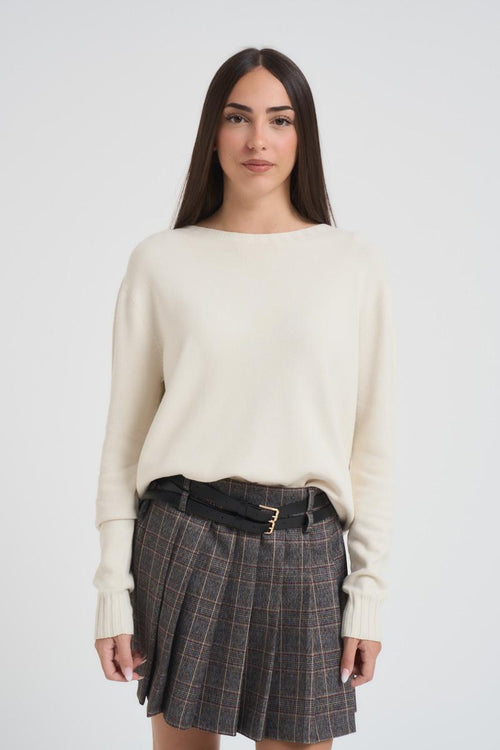 Maglia donna girocollo panna - 2
