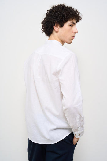 Camicia uomo alla coreana bianca - 5