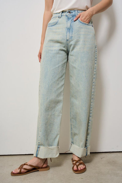 Jeans donna a palazzo in denim chiaro - 2