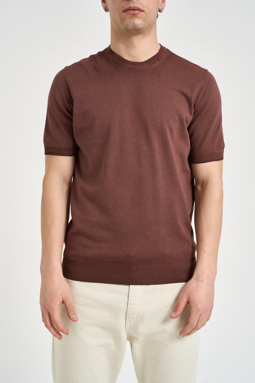 T-shirt uomo in maglia marrone