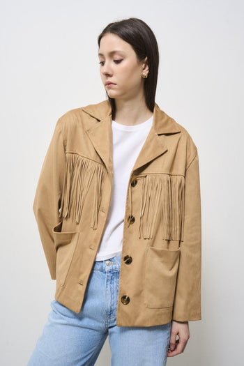 Women's beige suede jacket - 3