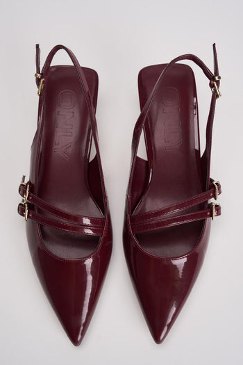 Slingback donna in vernice bordeaux - 6